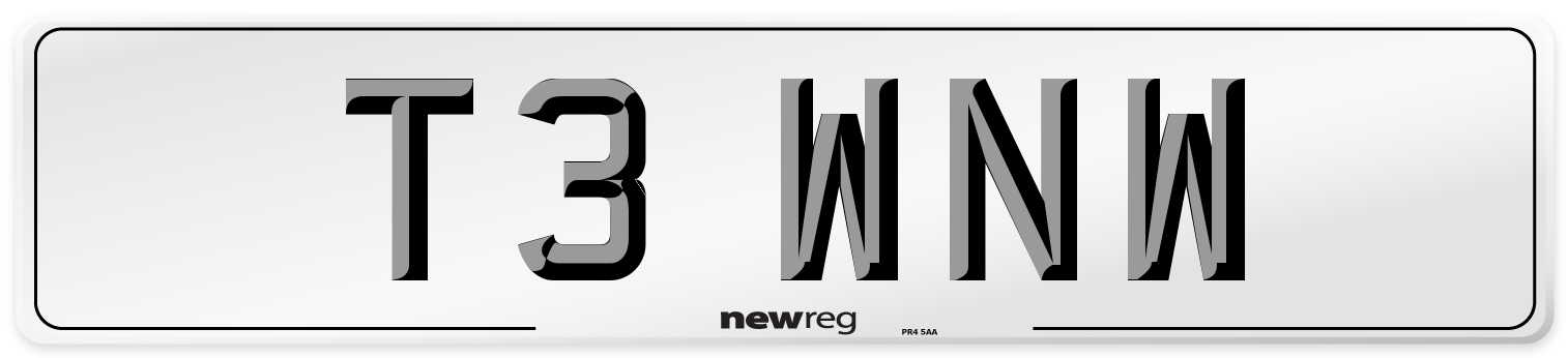T3 WNW Number Plate from New Reg